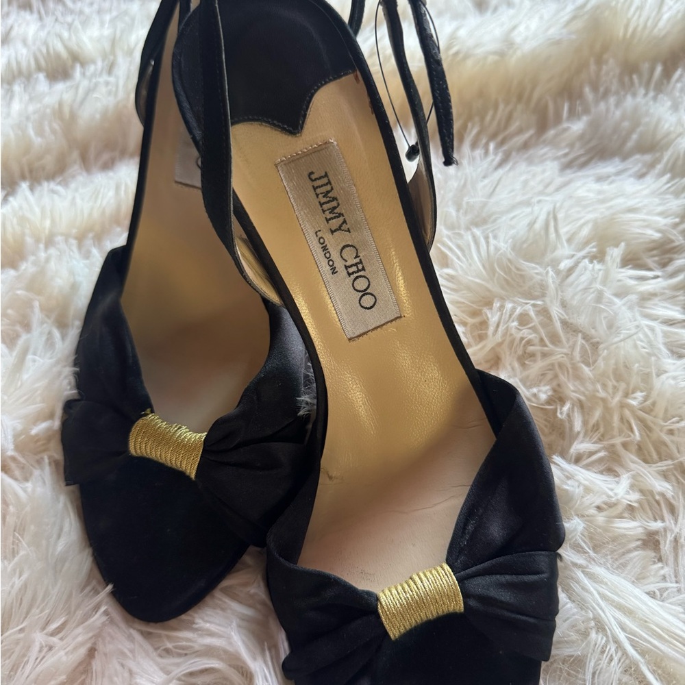 Jimmy Choo Black and Gold Heels